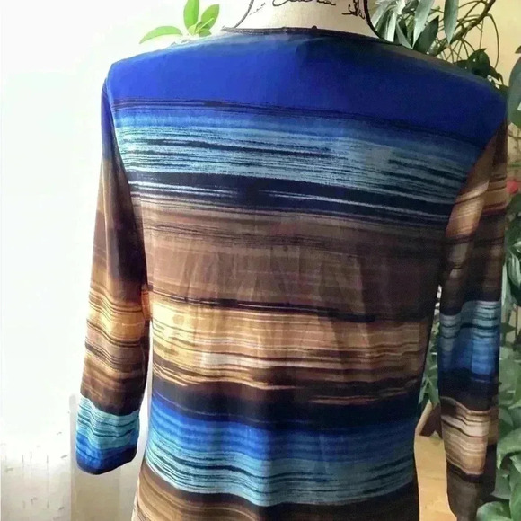 Mlle Gabrielle blue/brown/black  gorgeous patterned  wrap dress size XL - Picture 9 of 10